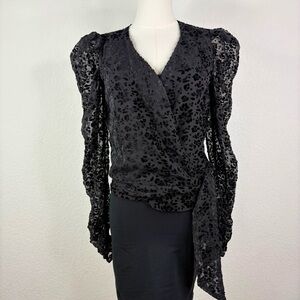 Parker Black Burnout Wrap Blouse | XS | NWT | $228 MSRP